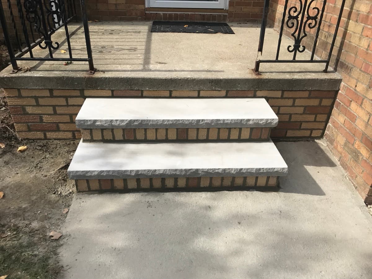 Finished brick and stone front steps